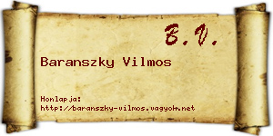 Baranszky Vilmos névjegykártya